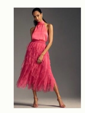Anthropologie Hot Pink Layered Tulle Skirt XXS New without tags